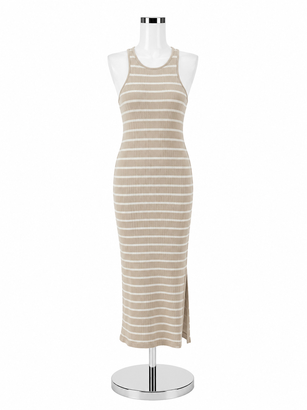 French Connection Striped Ribbed Knit Maxi Tank Dress Size Large